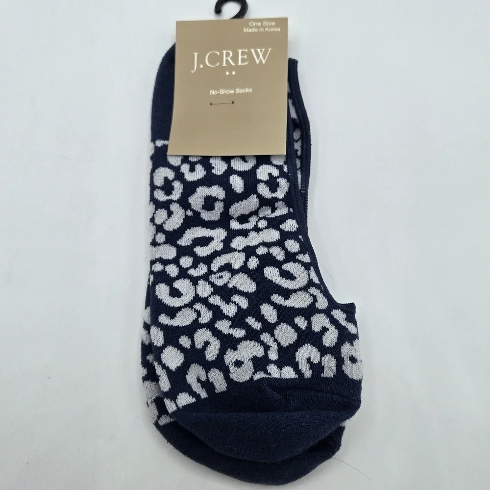 J. Crew Two tone leopard no show socks